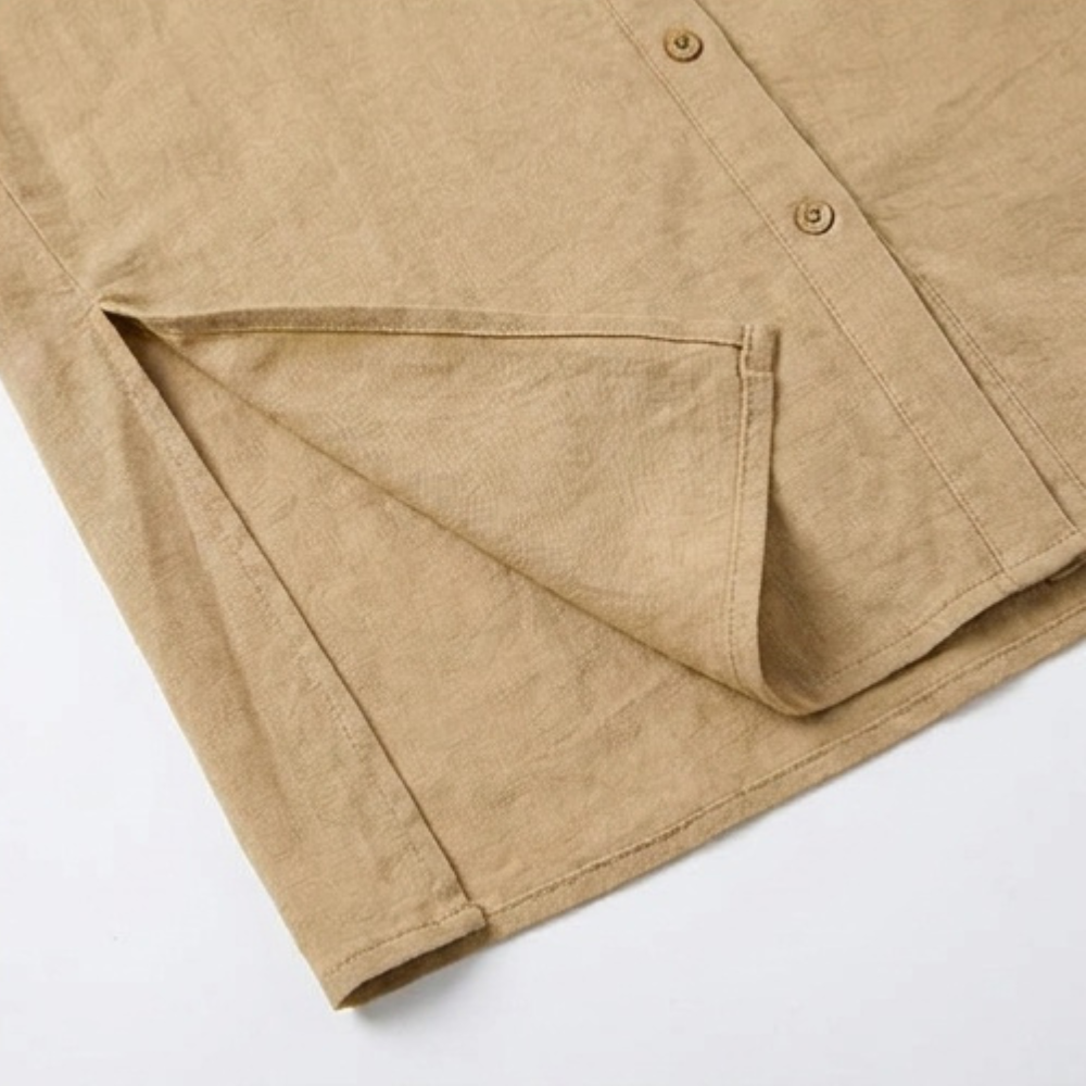 Linen Midi Dress Women Button Down Short Sleeve Summer