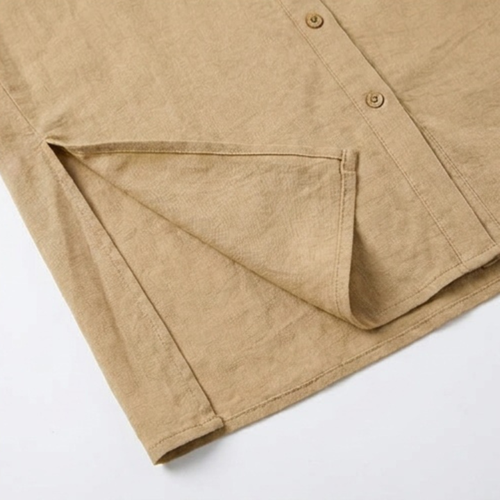 Linen Midi Dress Women Button Down Short Sleeve Summer