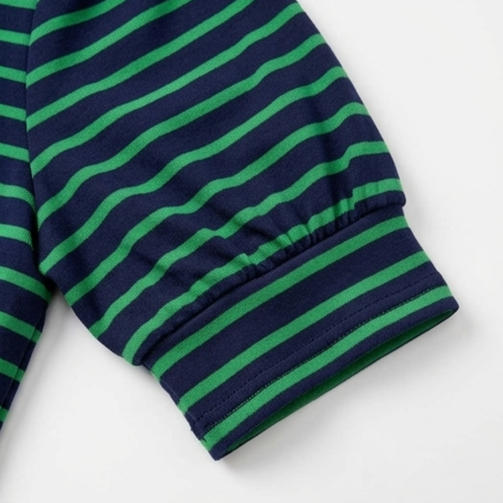 Vestido polo a rayas para mujer - Algodón línea A con cuello en V casual