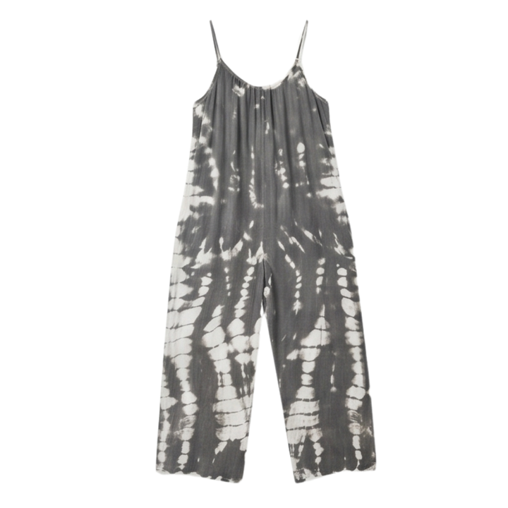 Mono de pierna ancha con bolsillos y estampado tie dye para mujer