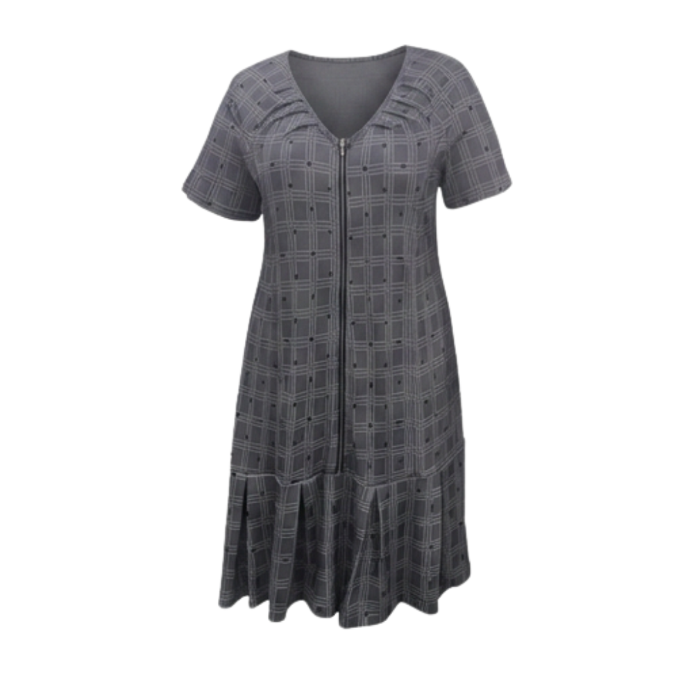 Vestido midi con cremallera frontal - Vestido de punto elástico para mujer