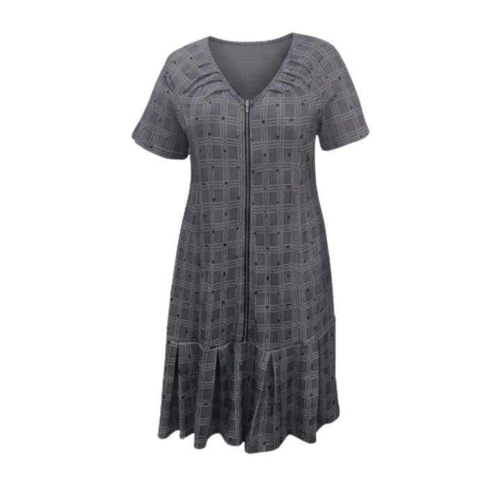 Vestido midi con cremallera frontal - Vestido de punto elástico para mujer
