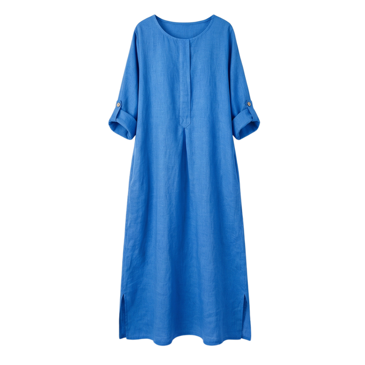Linen Maxi Dress with Pockets for Women - Long Sleeve