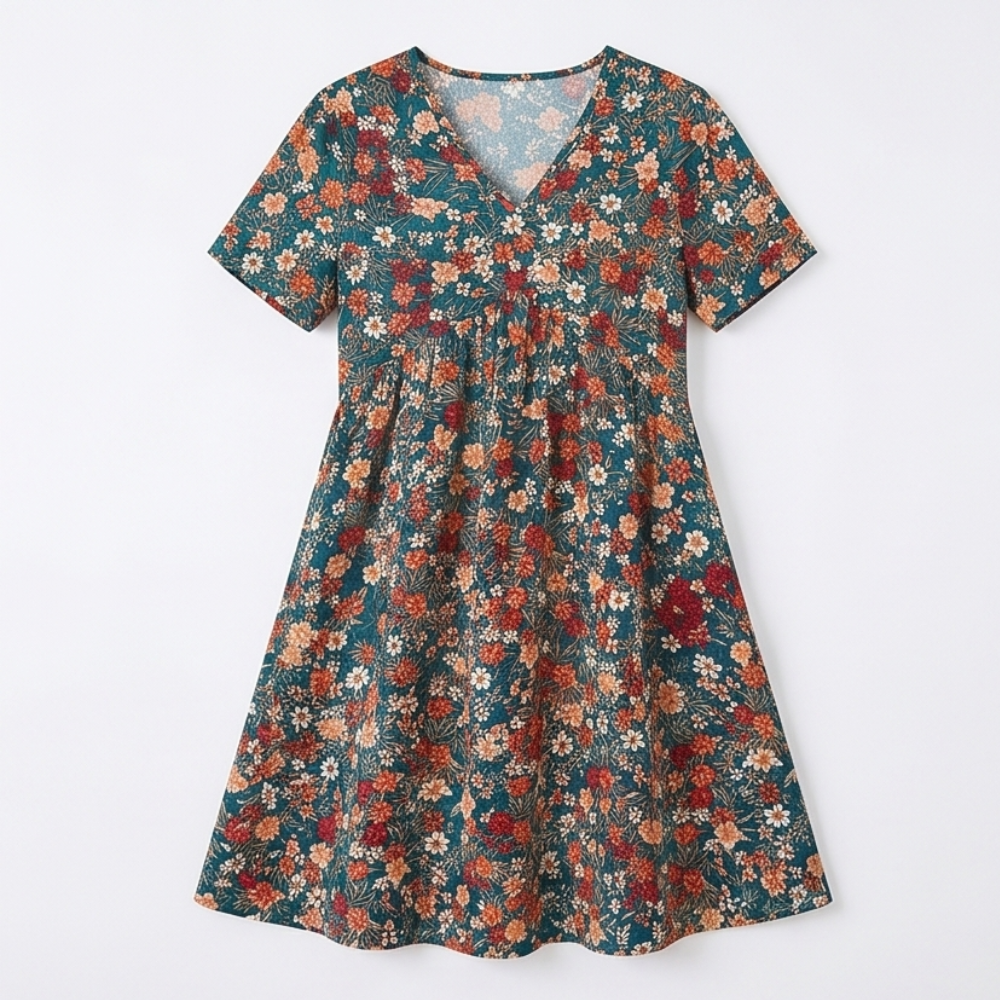 Floral A-Line Dress with Flutter Sleeves for Women