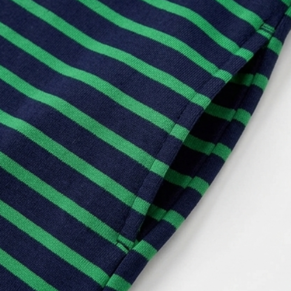 Vestido polo a rayas para mujer - Algodón línea A con cuello en V casual