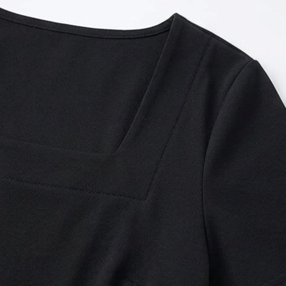 Square Neck T-Shirt Dress with Pockets for Women