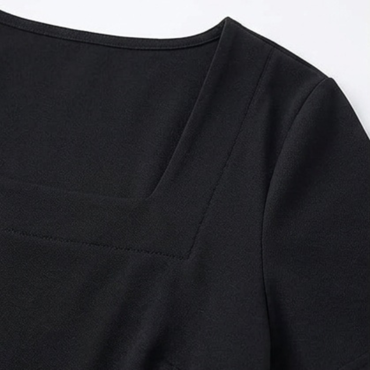 Square Neck T-Shirt Dress with Pockets for Women