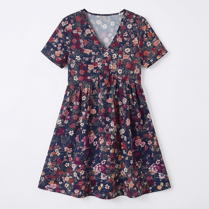 Floral A-Line Dress with Flutter Sleeves for Women