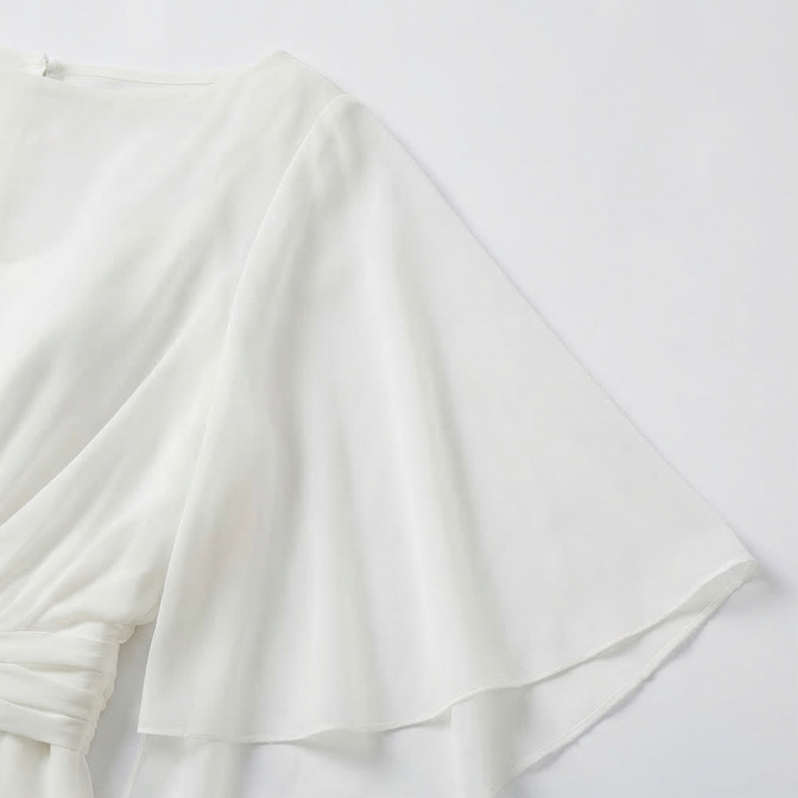 Wide Leg Pants Set with Cape Sleeve Top for Women