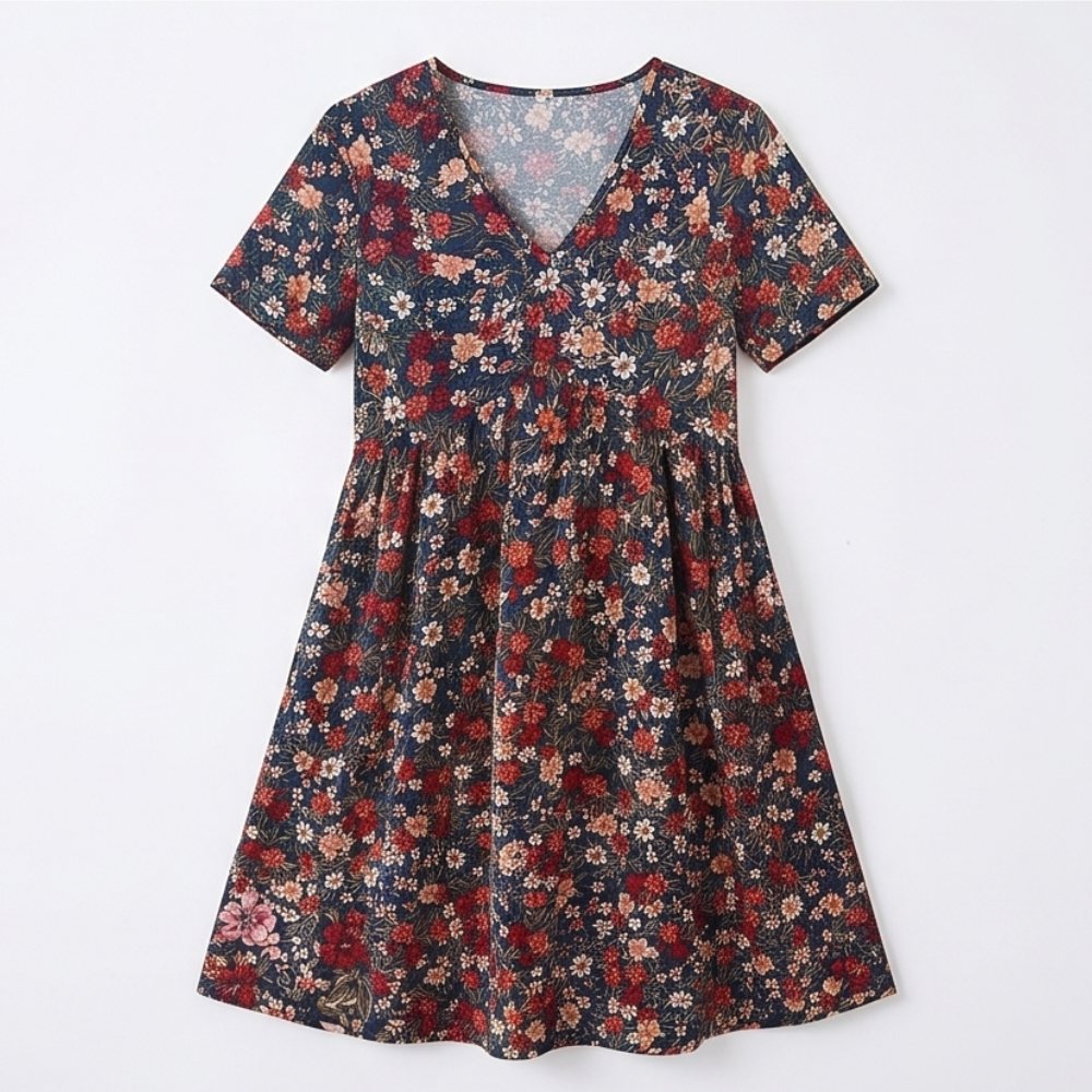 Floral A-Line Dress with Flutter Sleeves for Women