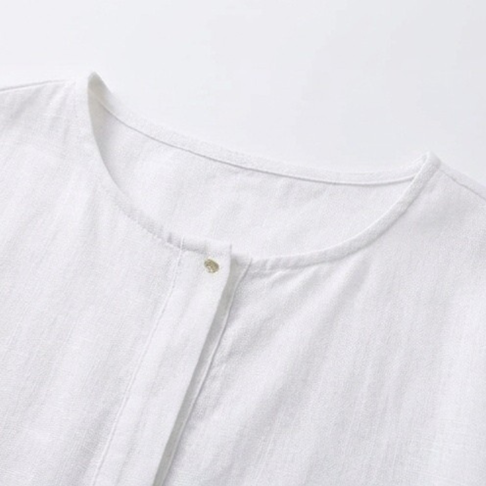 Linen Maxi Dress with Pockets for Women - Long Sleeve