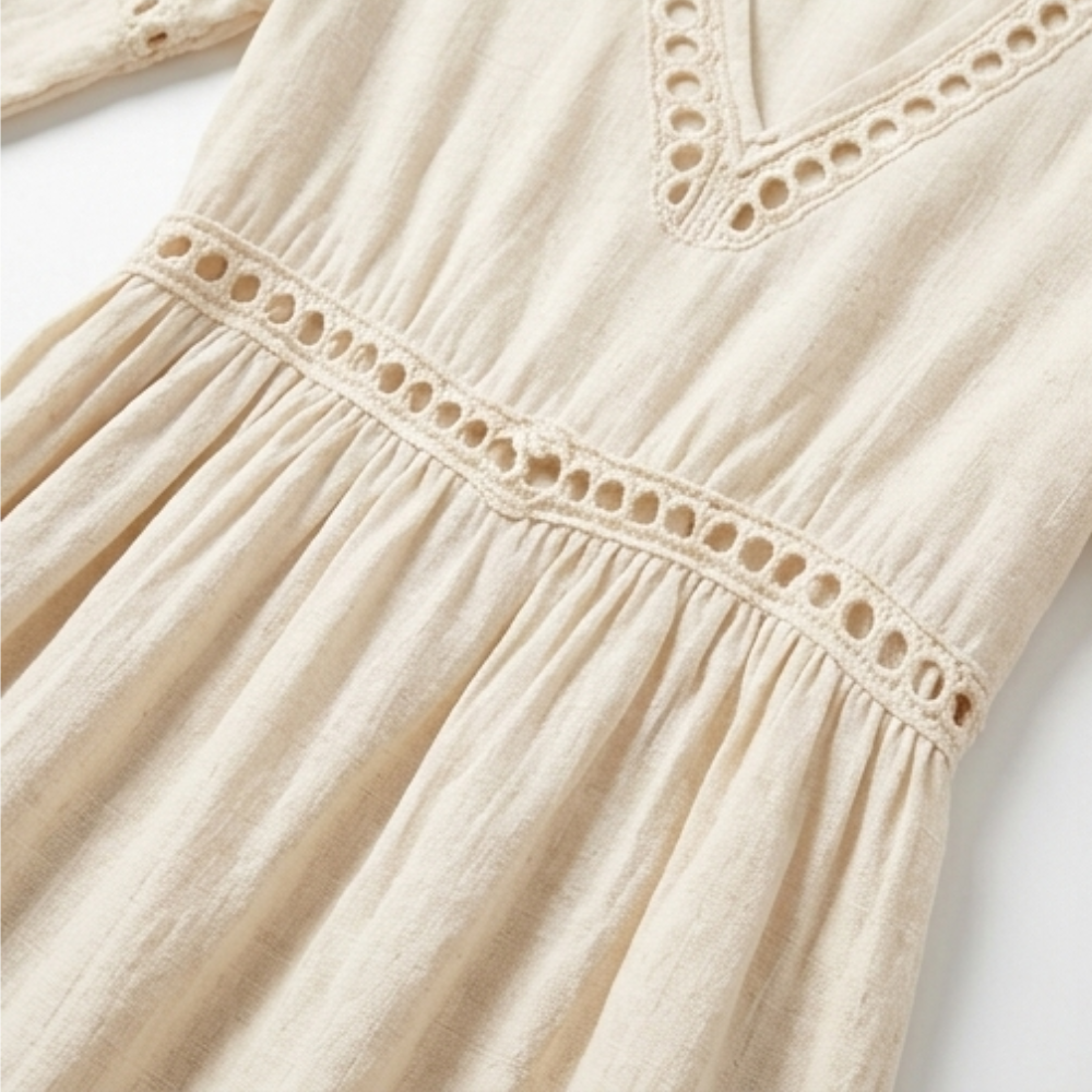 Solmera™ – Crochet Trim Midi Dress
