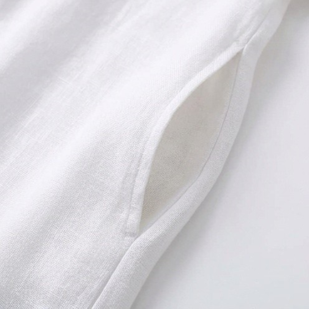 Linen Maxi Dress with Pockets for Women - Long Sleeve