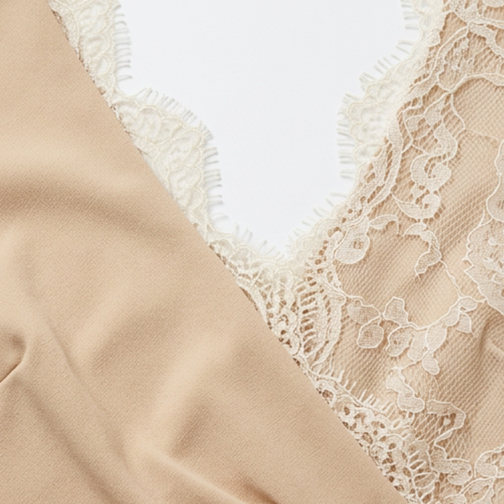 Vestido corto con mangas de encaje y cinturón de perlas - Vestido de cóctel elegante