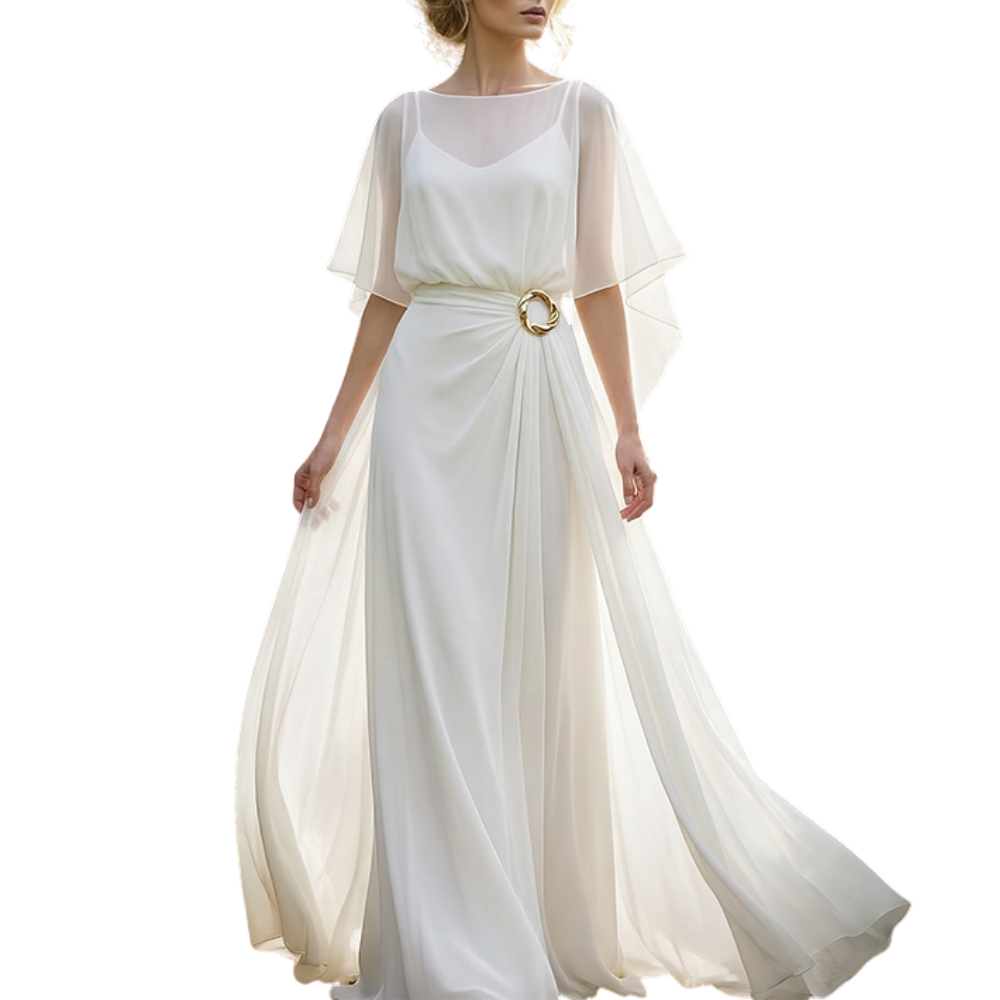 Wide Leg Pants Set with Cape Sleeve Top for Women