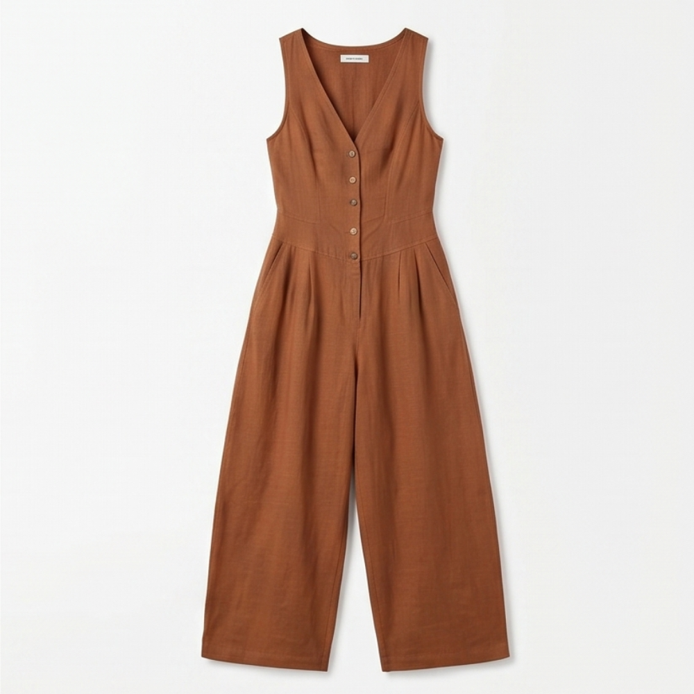 Lunavia™ - Wide-Leg Button Front Jumpsuit