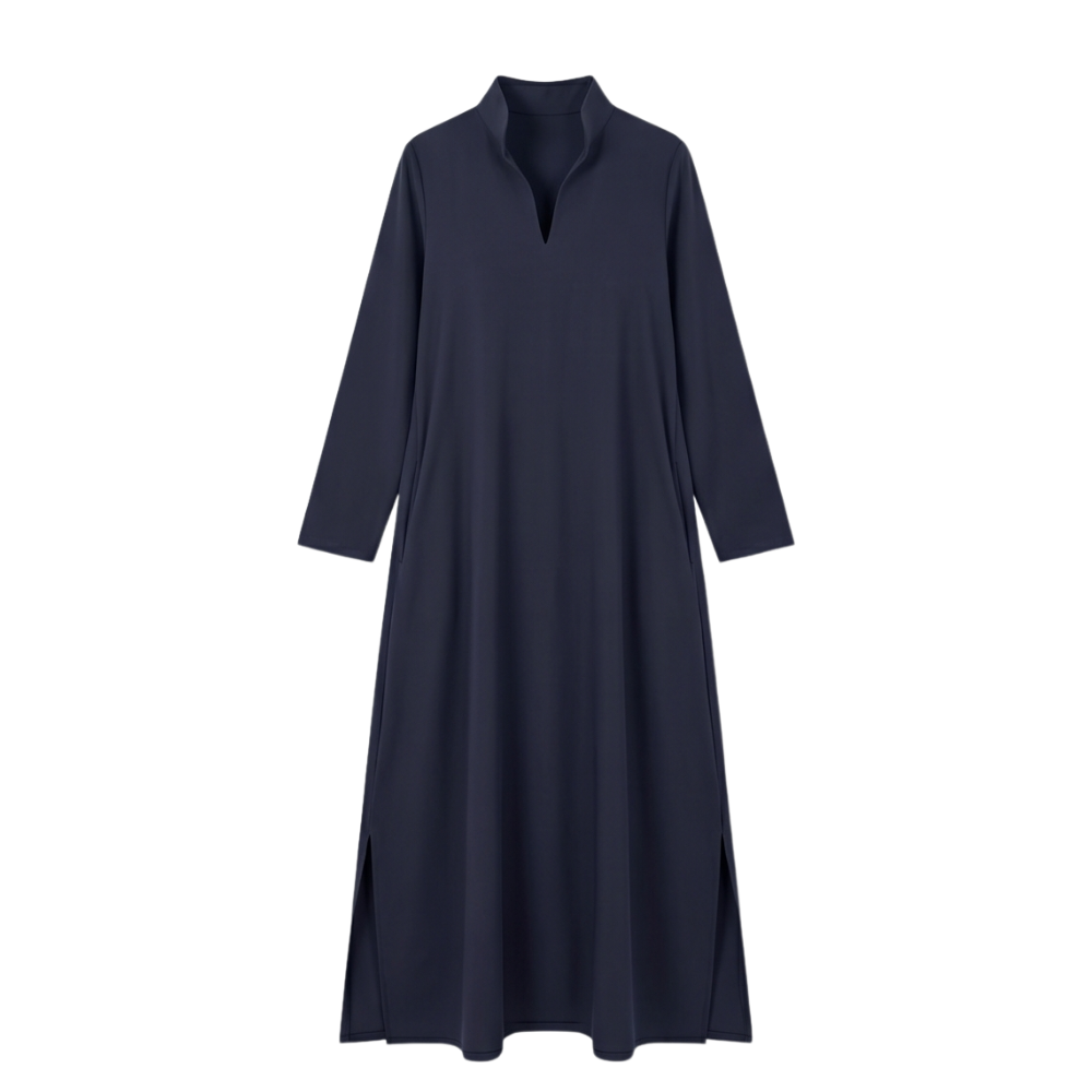 Vestido maxi de manga larga con bolsillos - Casual elegante