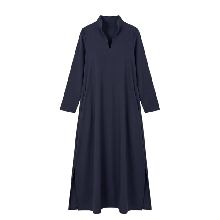 Vestido maxi de manga larga con bolsillos - Casual elegante