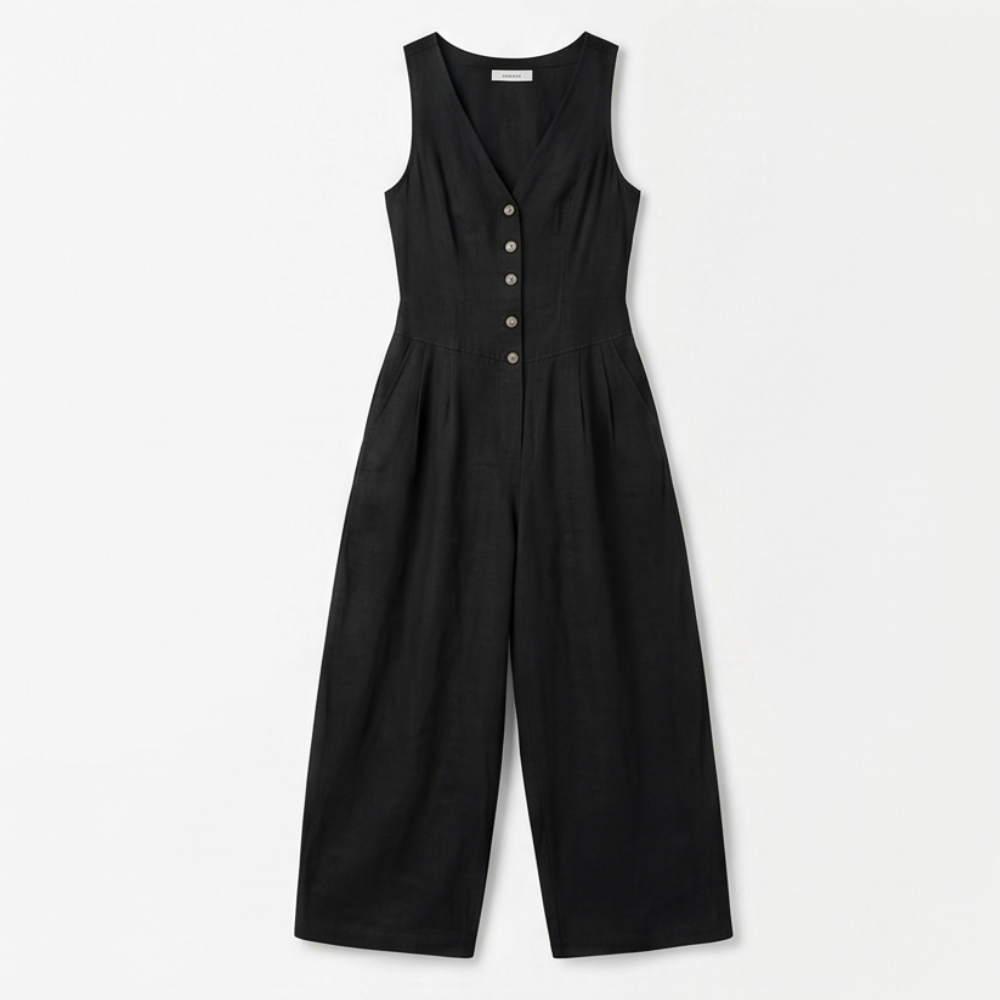 Lunavia™ - Wide-Leg Button Front Jumpsuit