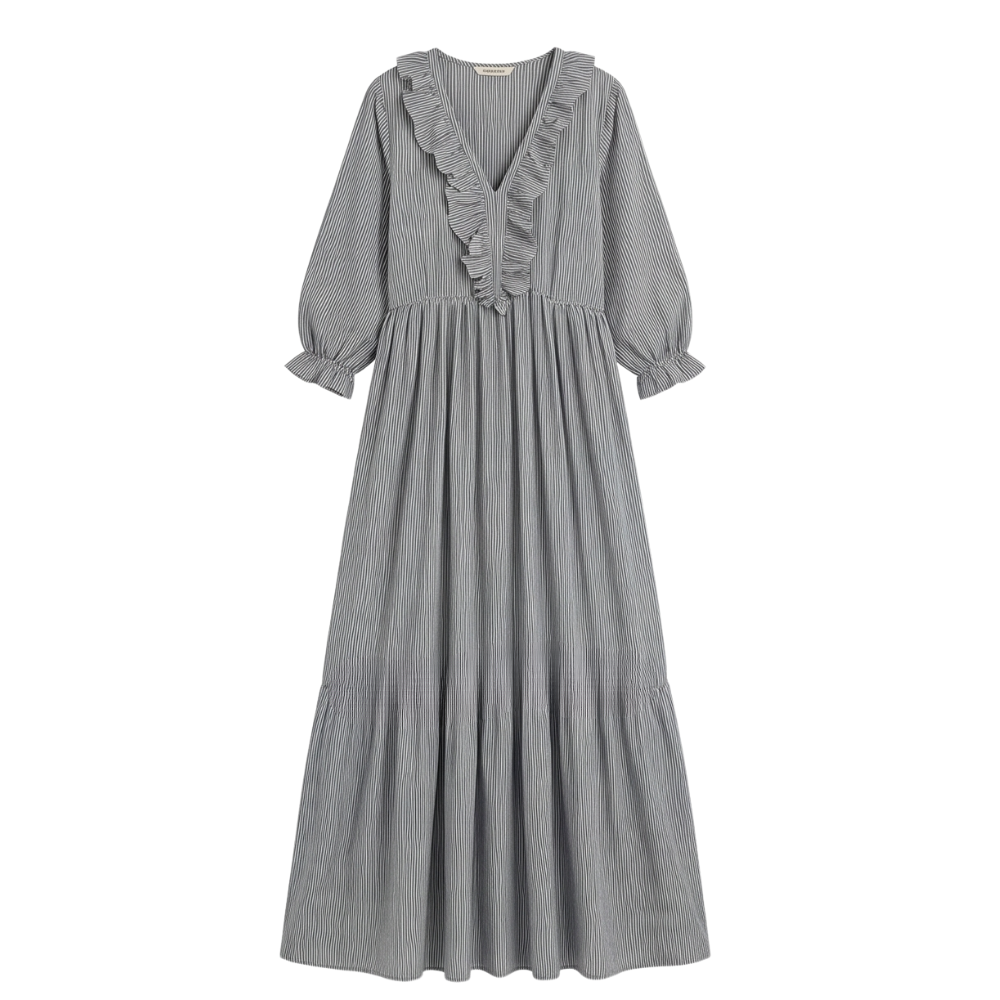Serenae™ – Flowy Ruffled Striped Maxi Dress