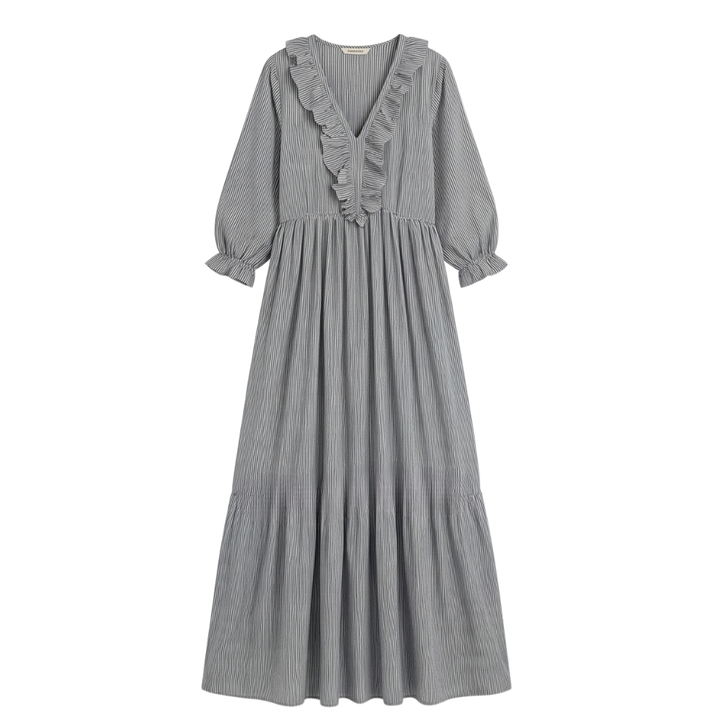 Serenae™ – Flowy Ruffled Striped Maxi Dress