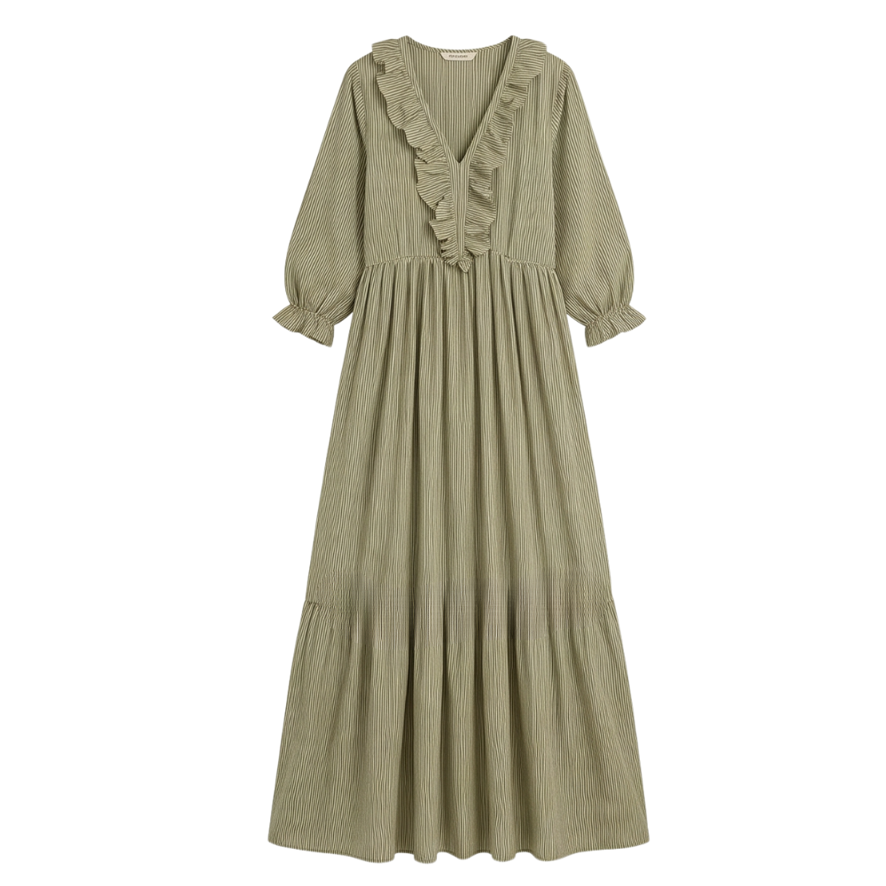 Serenae™ – Flowy Ruffled Striped Maxi Dress