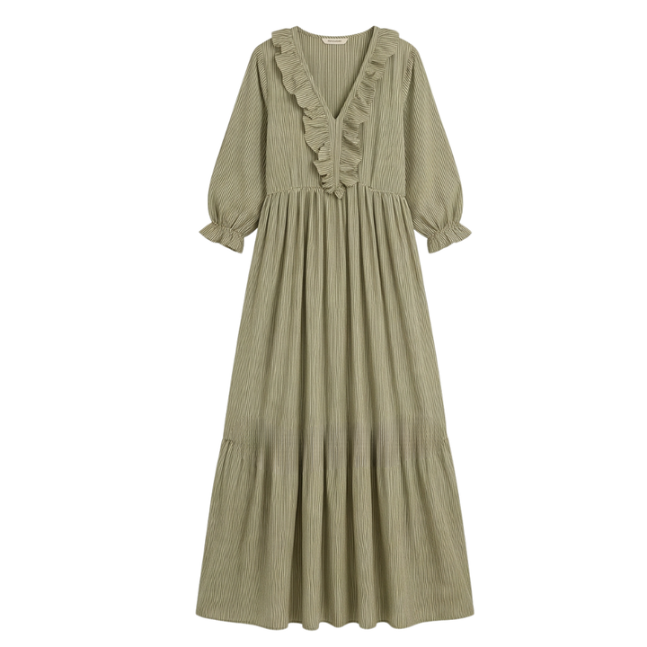 Serenae™ – Flowy Ruffled Striped Maxi Dress
