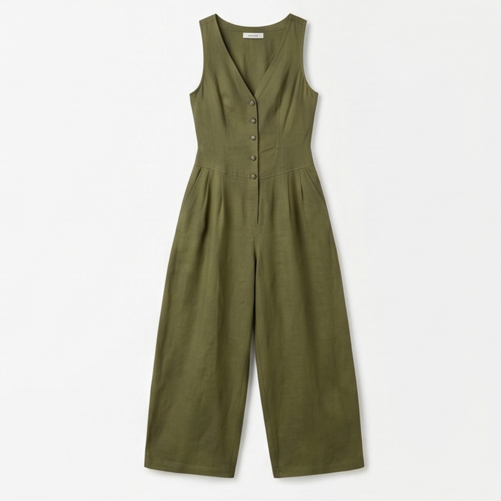 Lunavia™ - Wide-Leg Button Front Jumpsuit