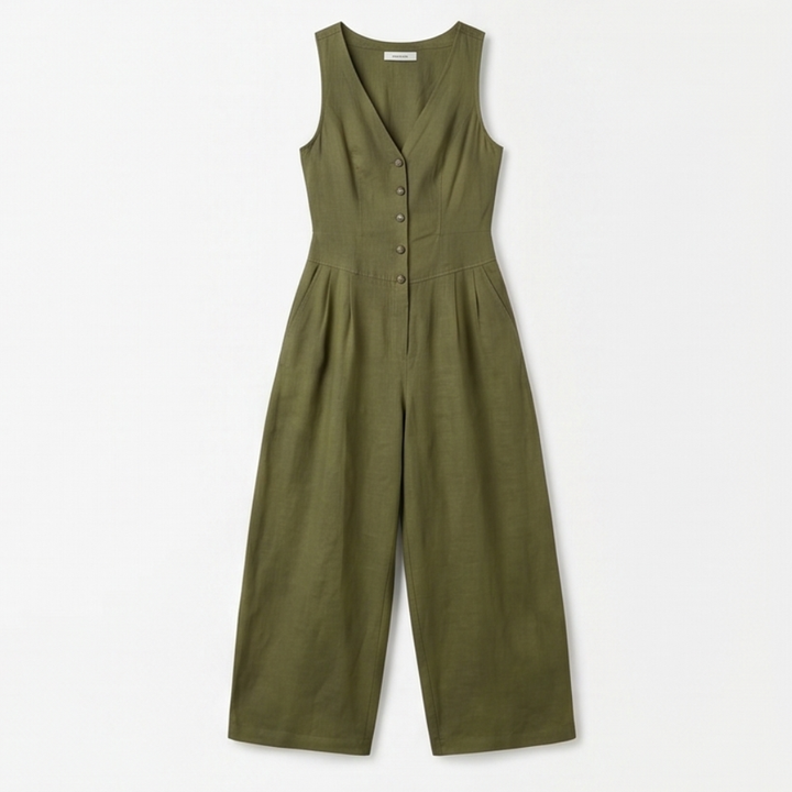 Lunavia™ - Wide-Leg Button Front Jumpsuit