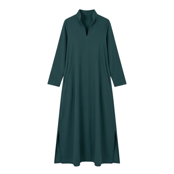 Vestido maxi de manga larga con bolsillos - Casual elegante