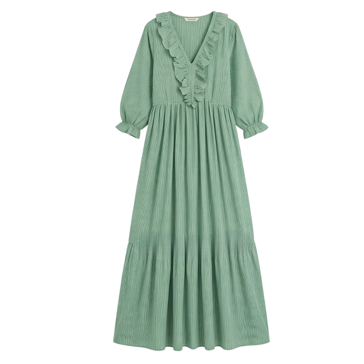 Serenae™ – Flowy Ruffled Striped Maxi Dress