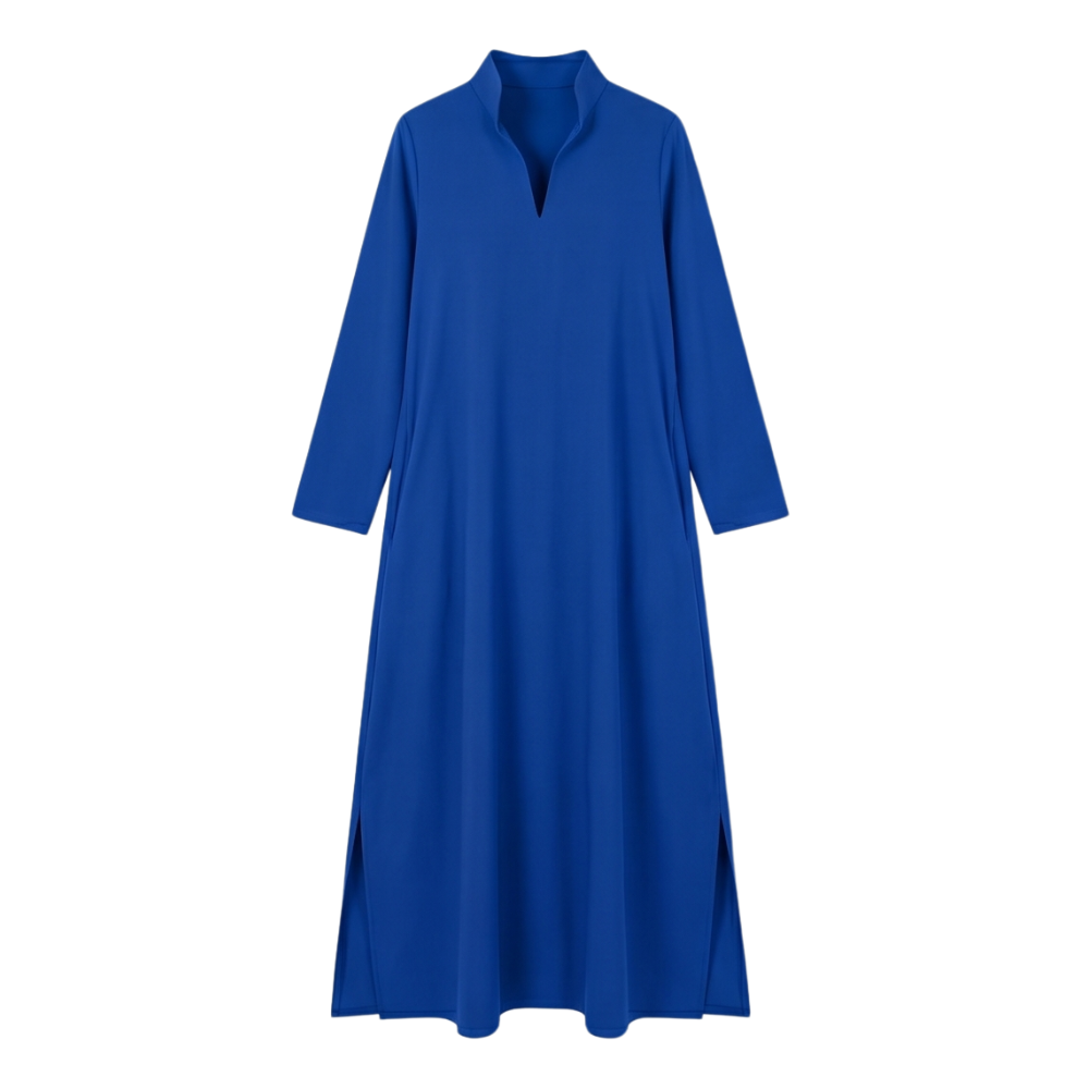 Vestido maxi de manga larga con bolsillos - Casual elegante