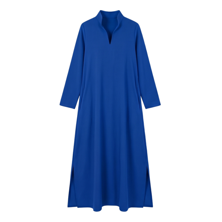Vestido maxi de manga larga con bolsillos - Casual elegante