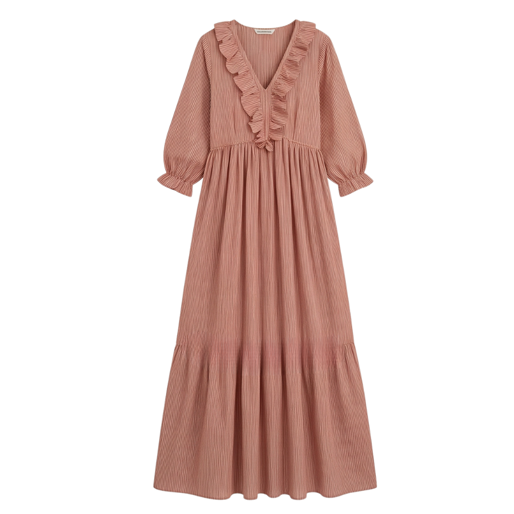 Serenae™ – Flowy Ruffled Striped Maxi Dress