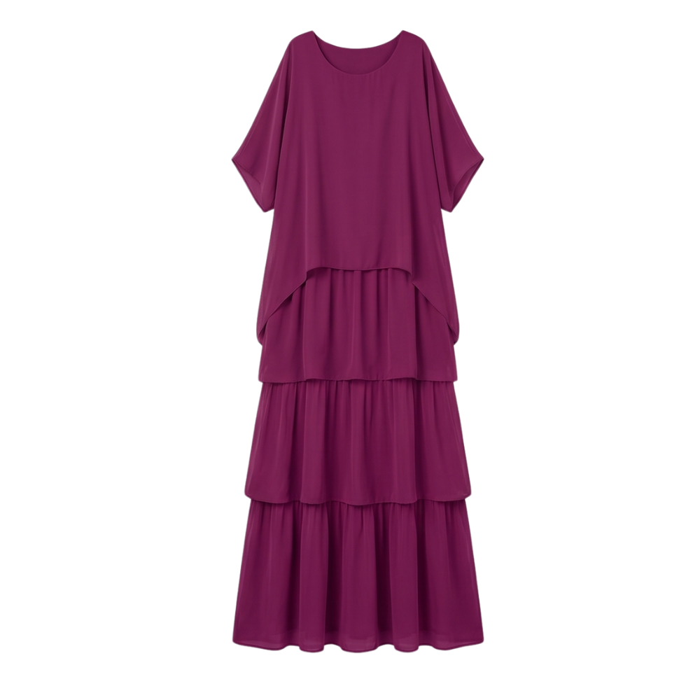 Tiered Chiffon Dress for Wedding Guest and Special Occasions