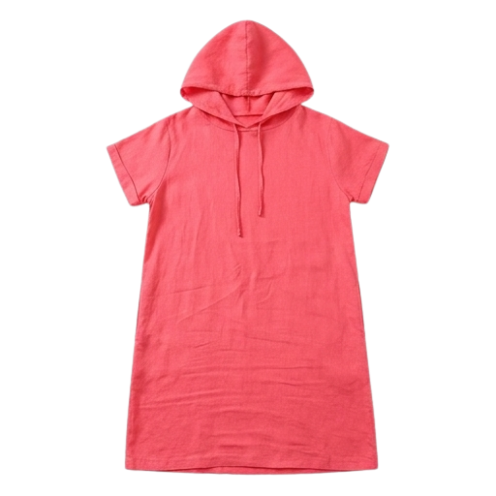 Casual Hooded Dress with Pockets - Comfortable Knee Length