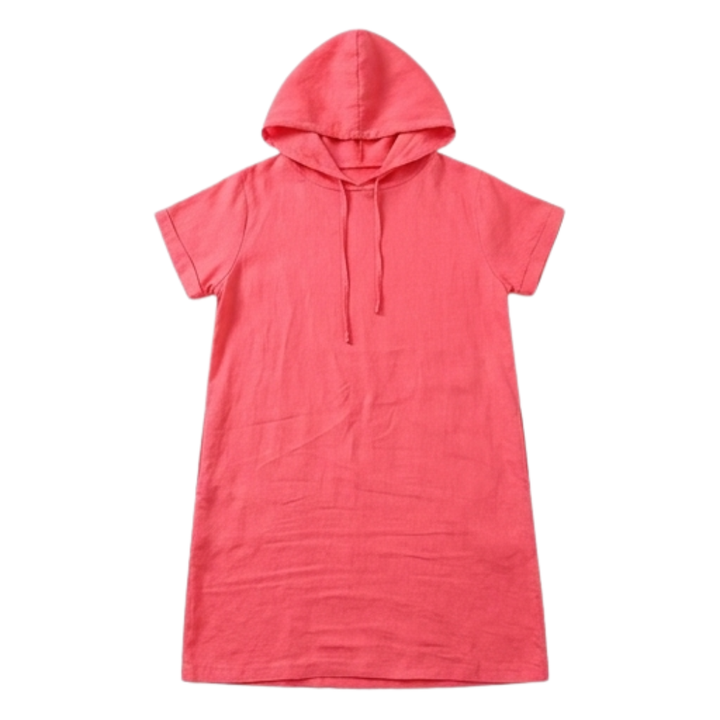 Casual Hooded Dress with Pockets - Comfortable Knee Length