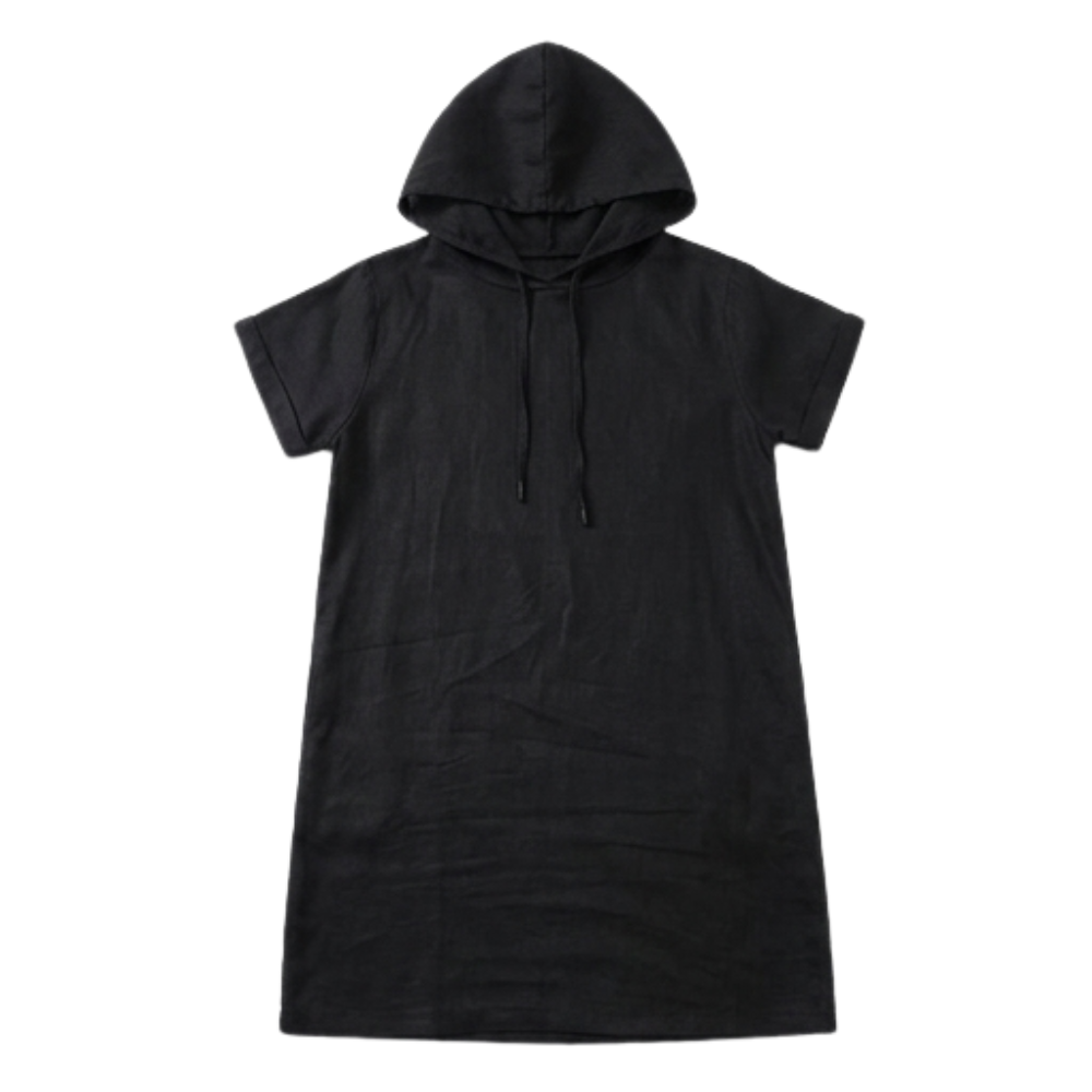 Casual Hooded Dress with Pockets - Comfortable Knee Length