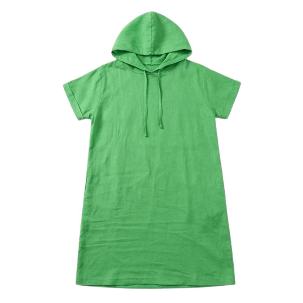 Casual Hooded Dress with Pockets - Comfortable Knee Length