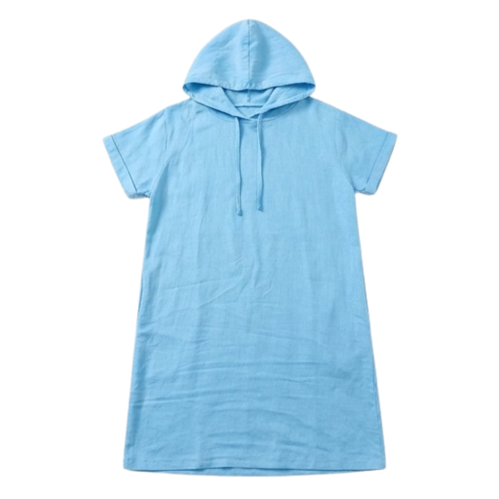 Casual Hooded Dress with Pockets - Comfortable Knee Length