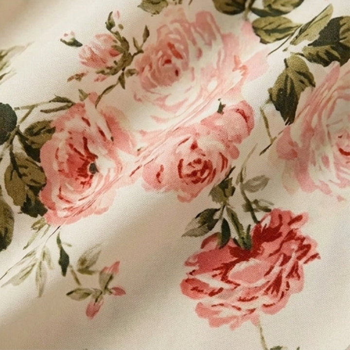 Vestido midi floral con cintura fruncida para mujer