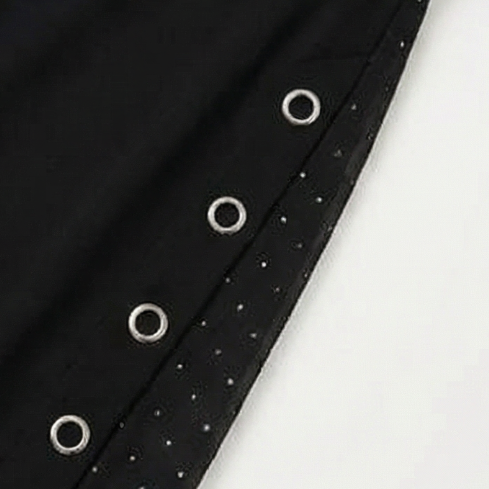 Rhinestone Mesh Sleeve Dress With Ruffle Hem For Women