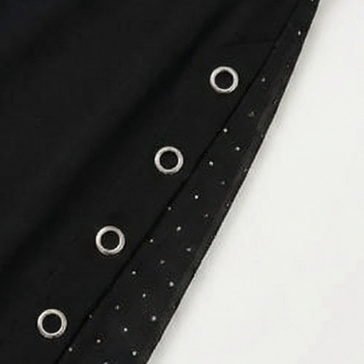 Rhinestone Mesh Sleeve Dress With Ruffle Hem For Women