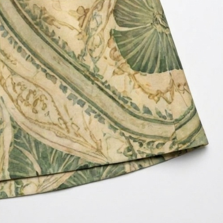 Midi Dress A-Line Vintage Tapestry Print Elegant Fit
