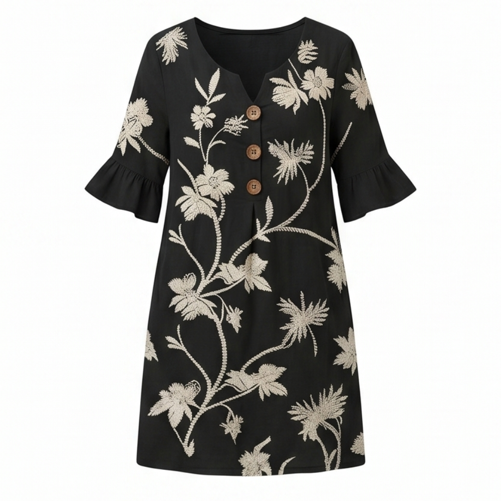 Solenya™ – Embroidered Floral Midi Dress