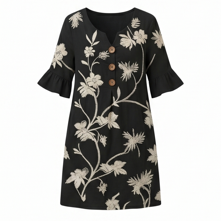 Solenya™ – Embroidered Floral Midi Dress