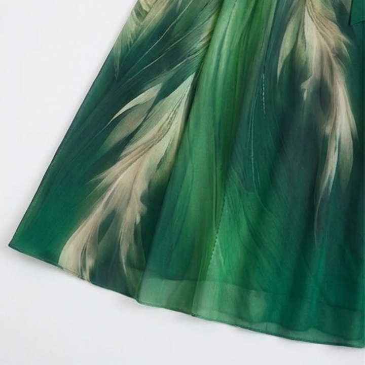 Vestido maxi de gasa con cinturón para invitada de boda