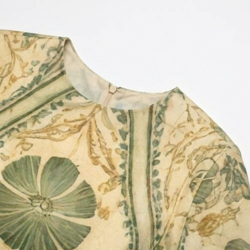 Midi Dress A-Line Vintage Tapestry Print Elegant Fit