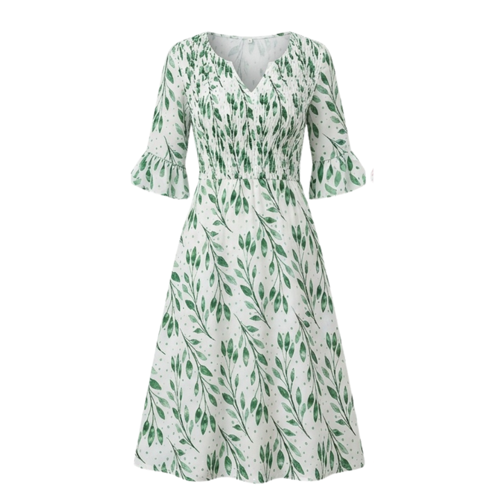 Midi Dress with Flutter Sleeves and Smocked Waist for Women