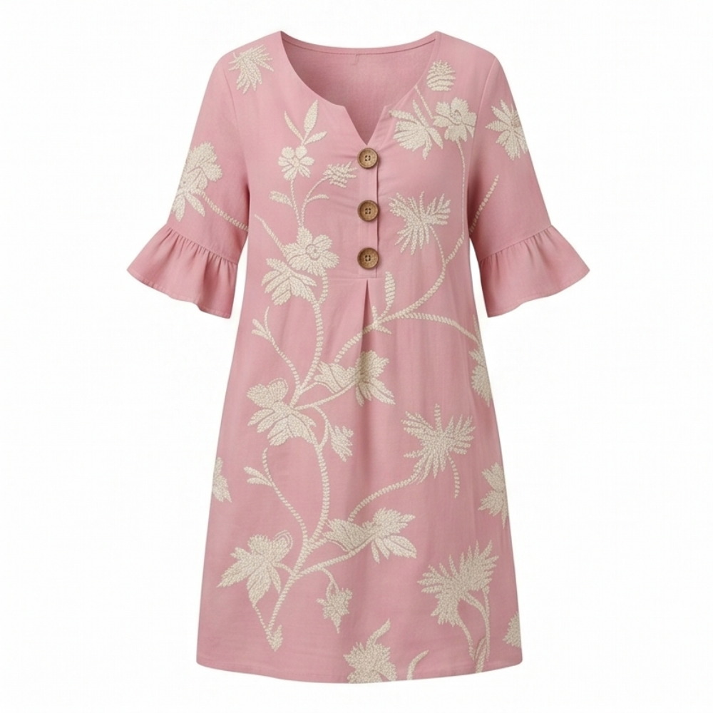 Solenya™ – Embroidered Floral Midi Dress